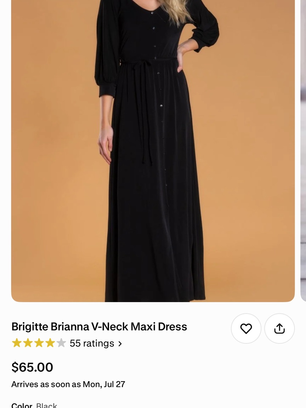 Black V-Neck Maxi Dress